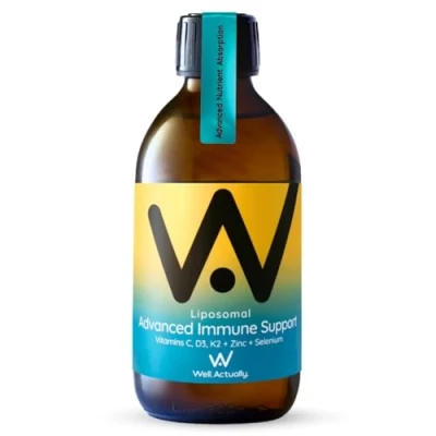 Image of WELL ACTUALLY Liposomal Advanced Immune Support (25 Servings) with Vitamin C D3 K2 Zinc &amp; Selenium High Strength Liquid Supplement for Immunity Vegan Sugar Free