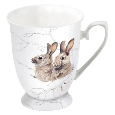 Image of Ambiente Christmas Mug Winter Morning Rabbits 0.25L Fine Bone China