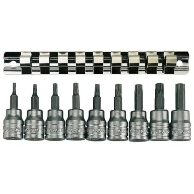 Image of Teng M3813TX 3/8 inch Socket Clip Rail Torx Set Drive (9 Pieces), Bunt