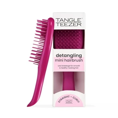 Image of Tangle Teezer Ultimate Detangler Hairbrush, Eliminates Knots &amp; Reduces Breakage, Mini Hair Brush for Travel, Small Hands All Types, Electric Raspberry