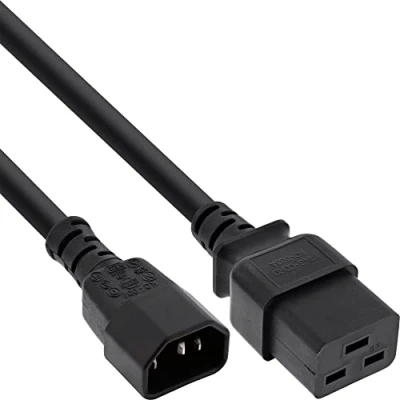 Image of InLine 16659H Adaptor Cable IEC 320 EN 60320 C14 to C19, 3 x 1.5 mm² 10 m, max. A m Black