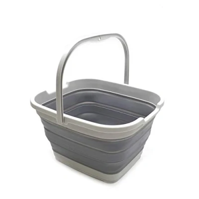 Image of SAMMART 15L Collapsible Rectangular Handy Basket/Bucket (15L rectangular, Dark Grey)