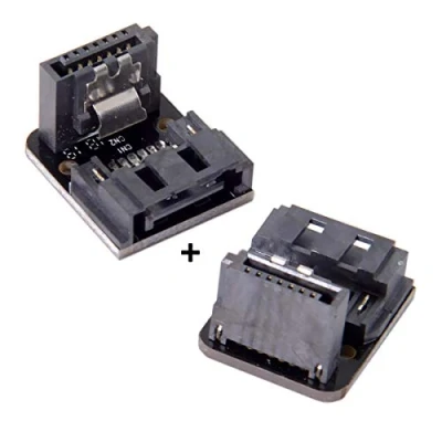 Image of Cablecc SATA 7pin Female to Male 90 Degree Angled Adapter Mainboard Motherboard for Desktops SSD HDD