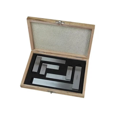 Image of Faithfull FAIESSET4 4 Piece Engineers Square Set 50,75,100,150 mm (2 Inch, 3 6 Inch) in Wooden Presentation Case
