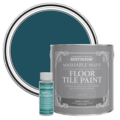 Image of Rust Oleum Blue Washable Matt Floor Tile Paint Commodore 2.5L