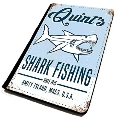 Image of WTF Passport Cover/Holder. Quint&#039;s Shark Fishing. Travel Protection.