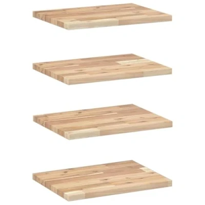 Image of vidaXL Floating Shelves 4 Pack Untreated Acacia Wood Wall Mounted Storage for Kitchen, Bathroom, Bedroom, Office 40cm x 30cm