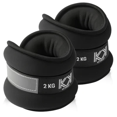 Image of KK Neoprene Ankle Straps Pair 2 KG Adjustable for Leg Weights Exercise with Padding Walk, Running, Workouts, &amp; Training
