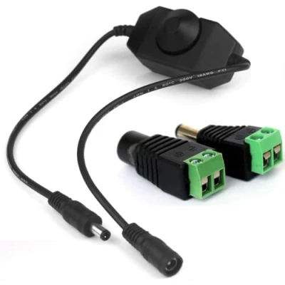 Image of Taikuwu Dimmable LED Controller 12V 6A Dimmer Adjustable for Single Color 3528 5050 Strip Light with DC Adapter Jack, Black