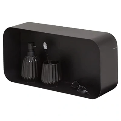 Image of Sealskin Brix Floating Wall Cube Large, Metal, Black, 50 x 24 12 cm