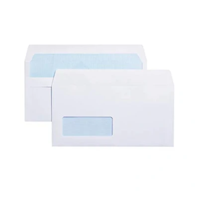 Image of Blue Label Window Opaque DL 110 x 220 mm 80 gsm Wallet Self Seal Envelope White Pack of 1000