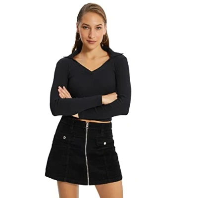 Image of Trendyol Women Slim fit Basic Polo Neck Knit Blouse Black