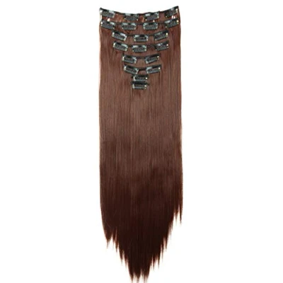 Image of CAISHA XXL 20&quot; Long 8 Pieces Set Clip In Extensions Hair Extension Synthetic Fiber Hairpiece Straight Chestnut Brown CES109