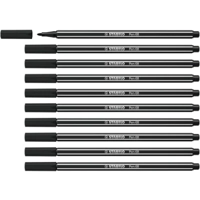 Image of Premium Fibre Tip Pen STABILO 68 Pack of 10 Black