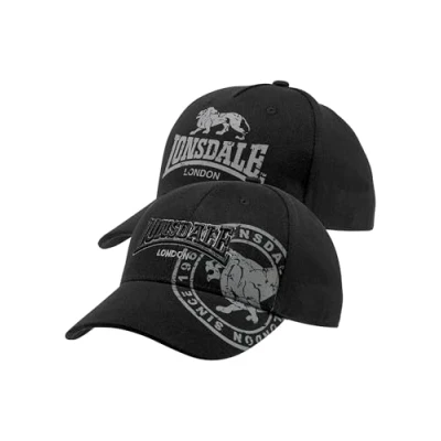 Image of Lonsdale Unisex&#039;s LEISTON Double Pack Cap, Black, One Size