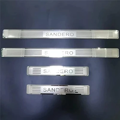 Image of EAGLEG Car Door Sill Protector for Ren ault Dacia Sandero 2013 2021 2022 4PCS Scuff Plate Stainless Steel Stickers Accessories,Silver