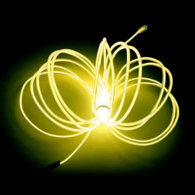 Image of Balabaxer EL Wire Yellow, 16.4ft/5M Neon Lights Noise Reduction Portable Glowing Strobing Electroluminescent for Parties, Halloween, DIY Decoration