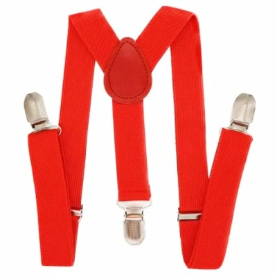 Image of WannGe Child Kids Suspenders 1&quot; Adjustable Y Back Suspender for Boys &amp; Girls Red