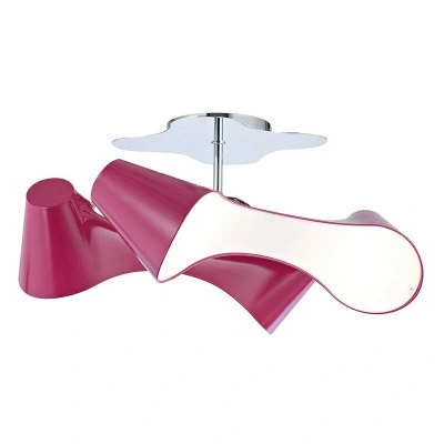 Image of Ora Rectangular Ceiling 2 Arm 4 Light E27, Gloss Purple/Polished Chrome