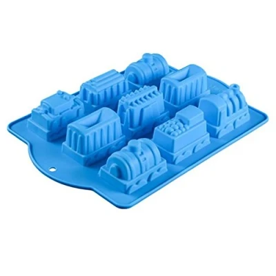 Image of Allforhome 9 Cavities Train Molds Silicone Baking Cake Mold Chocalate Design Handmade Soap Moulds