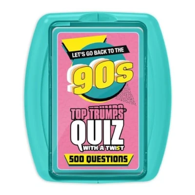 Image of Top Trumps 90s Quiz Game Card Game, 500 questions to test your knowledge and memory on all things including sports, movies, celebrities, music, gift toy for Boys Girls Aged 8 plus