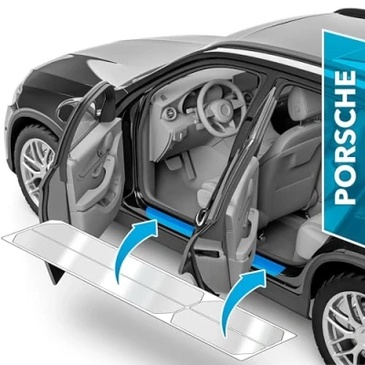 Image of uProtect Car Door Sill Protectors for Porsche Macan 1 (I) 95B I 2014 2024 Paint Protection Film Kick Plates Panel Covers Clear Transparent
