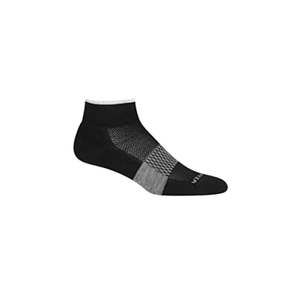 Image of Icebreaker Merino Women&#039;s Men&#039;s Micro Multisport Light Cushion Mini Sock, Black/Snow/Metro Heather, S