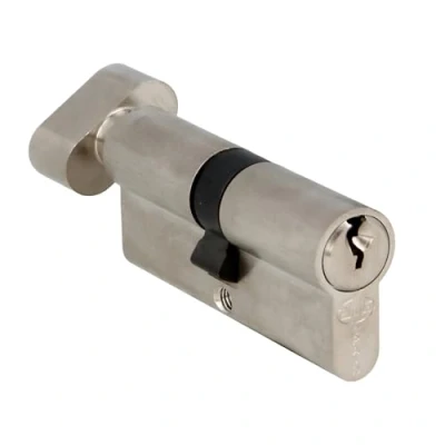 Image of Amig Security Cylinder with Crutch Lock for Doors High Includes 3 Keys Long Cam Silver Measurements: 70 (35 35 mm)
