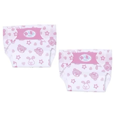 Image of Baby Born 828908 Little Nappies 2 Pack 36cm for Toddlers Years &amp; Up Easy Small Hands Promotes Empathy Social Skills Cute Prints, Multi