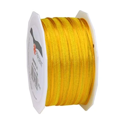 Image of Präsent Marseille Wired Organza Ribbon Yellow 10 mm Width, 50 m Length