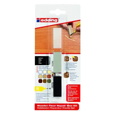 Image of edding 8902 wooden floor repair wax set black 3 hard waxes for repairing damage and scratches in floors