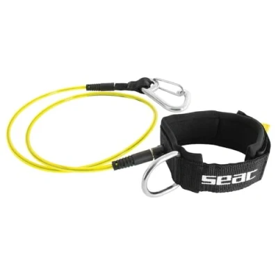 Image of SEAC Unisex Lanyard safety cable with carabiner for freediving, Black, standard UK