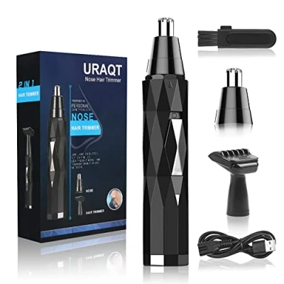 Image of URAQT Nose Hair Trimmer for Men, 2 in 1 Painless Nasal and Ear Clipper, USB Rechargeable Facial Lightweight Detail with Dual Edge Blades, IPX7 Waterproof