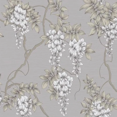 Image of Superfresco Easy Mauve Wisteria Floral Wallpaper Grey Paste The Wall Traditional Fresh Serene Design Feature or 4 Suitable for Any Room