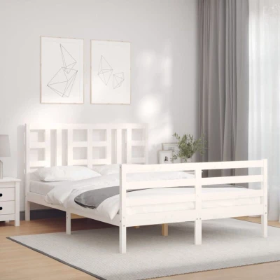 Image of vidaXL Bed Frame without Mattress White King Size Solid Wood