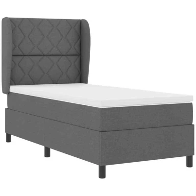 Image of vidaXL Box Spring Bed with Mattress in Dark Grey 100x200 cm Fabric
