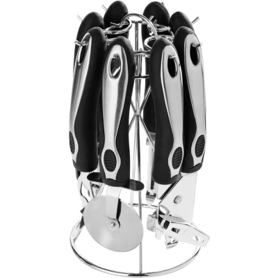 Image of Premier Housewares Kitchen Gadget Set Utensil Chrome Finish Utensils Tools Pizza Steel Knife Six Pieces 24 x 12