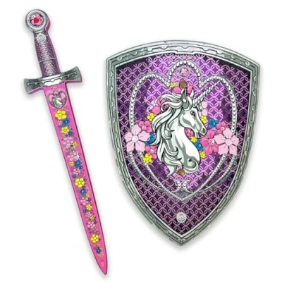 Image of Liontouch Unicorn Princess Set For Girls Medieval Style Toy Sword &amp; Shield Pretend Play Toddlers With Gemstones Safe Durable Foam Accessories Royal Dress Up, Cosplay Costumes