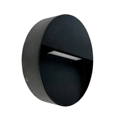 Image of Dyberg Larsen LED outdoor wall lamp Pluto, black, Ø 15 cm