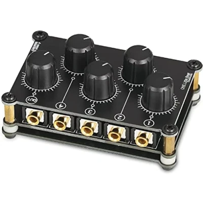 Image of Douk Little Bear MC5, Mini, Portable, 4 Channel Line Mixer, Live Studio Recording, Passive, Stereo Audio Low Recording Noise (No Power Needed)