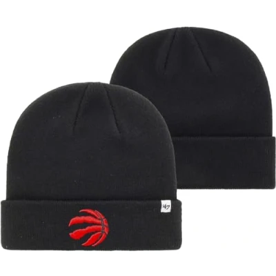 Image of 47 NBA Unisex Adult Primary Logo Cuffed Knit Team Color Beanie Hat Cold Weather Hat, One Size, Toronto Raptors Black, size