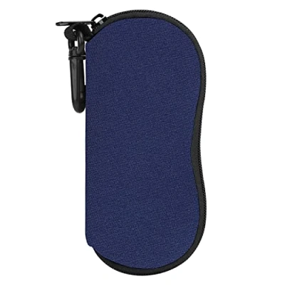 Image of MoKo Sunglasses Soft Case Ultra Light Neoprene Zipper Eyeglass with Clip, Dark Blue
