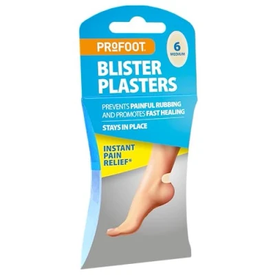 Image of Profoot Blister Plasters 6 Medium Hydrocolloid Based Ideal for Painful Blisters Prevents Rubbing Instant Pain Relief Stays in Place