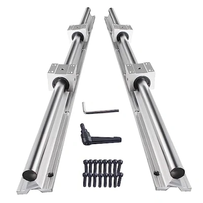 Image of CNCMANS SBR16 1000 mm Linear Guide Full Support Rail Shaft with 4 Pieces SBR16UU Bearing Sliding Block for Industrial Automation Devices Pack of 2