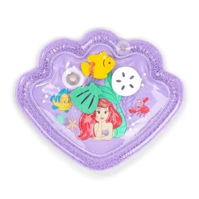 Image of Bright Starts Disney Princess Ariel Tummy Time Water Mat, The Little Mermaid Sea Treasures, Purple, Baby Girl Newborn +