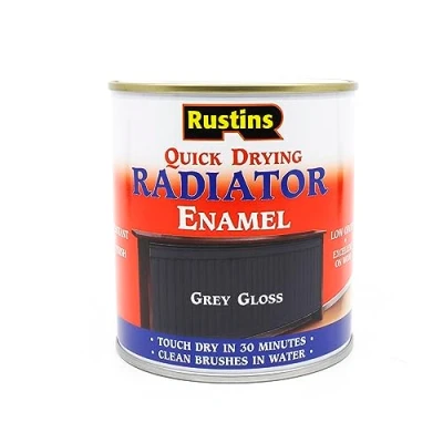 Image of RUSTINS Quick Drying Radiator Enamel Gloss Grey 500ml