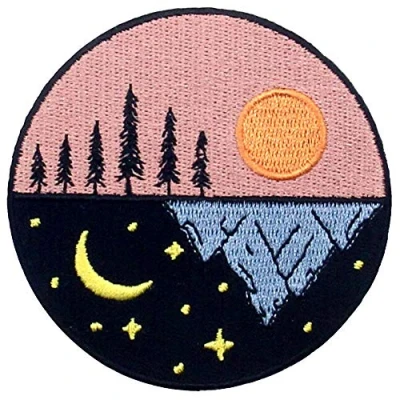 Image of ZEGIN Day and Night Explore Outdoor Patch Embroidered Applique Badge Iron On Sew Emblem
