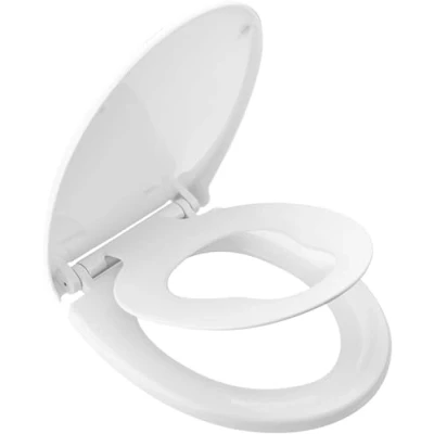 Image of Ram® White Soft Close Family Toilet Seat with Quick Release Function Built in Child Children Potty Training Adjustable Hinges, O Shape