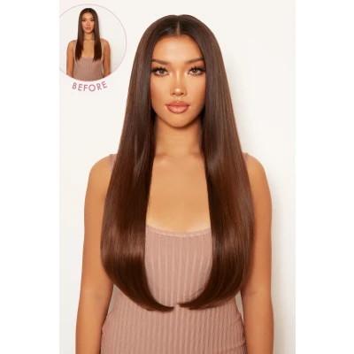 Image of Lullabellz Thick Straight Clip In Hair Extensions, 24 Inch Length, Chestnut