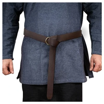 Image of HiiFeuer Medieval PU Leather Ring Belt, Retro Renaissance Rivets Belt for LARP, Ren Faire &amp; Halloween (Brown A)